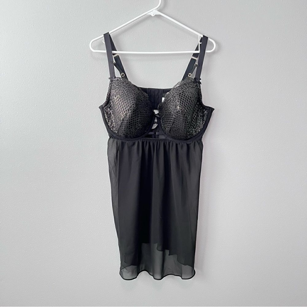 Cacique Metallic and Sheer Babydoll Lingerie Size 40 DDD  NWOT!
